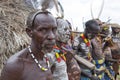 Caro men pose in front of the camera for a group photo.Ethiopia, Omo Valley