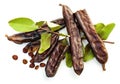 Carob beans. Healthy organic sweet carob pods