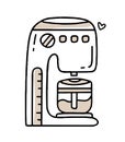 Carob coffee maker doodle Clipart in black and beige Vector illustration in hand drawn style