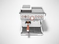 Carob espresso coffee maker with capacity for coffee 3d render illustration on gray background with shadow