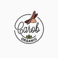 Carob logo. Round linear logo of carob superfood