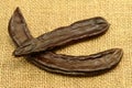 Carobs on Sackcloth Royalty Free Stock Photo