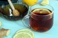 Folk remedies for colds. Honey, lemon and ginger.