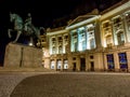 Carol I University foundation and Central University Library of Bucharest. An emblematic bulding in Bucharest at night Royalty Free Stock Photo