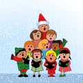 Carolers in shape of christmas Tree