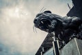 North Carolina Panthers football panther statue roaring fierce