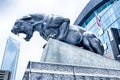 Carolina panthers statue covered in snow Royalty Free Stock Photo