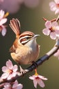 Carolina Wren Amidst Japanese Blooms