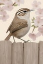 Carolina Wren in Sakura Splendor