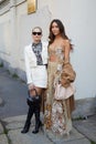 Caroline Daur and Tamara Kalinic before Alberta Ferretti fashion show, Milan Fashion Week street