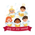 Caroling kids composition Royalty Free Stock Photo