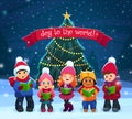 Caroling kids composition Royalty Free Stock Photo