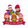 Caroling kids composition Royalty Free Stock Photo