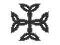 Carolingian cross in pixel style. Pixelated Carolingian cross. Celtic knot. Style of 8-bit retro games from the 80s and 90s.