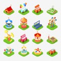 Carousel attraction entertainment park icon 3d isometric vector Royalty Free Stock Photo