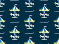 Carousel seamless pattern on blue background Royalty Free Stock Photo