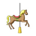 Carousel for children. Horse on the pole for riding.Amusement park single icon in cartoon style vector symbol stock