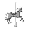 Carousel for children. Horse on the pole for riding.Amusement park single icon in monochrome style vector symbol stock