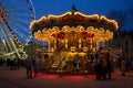 Carousel at the Christmas fair. Carcassonne. France