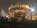 Carousel on Christmas market in Moscow, Russia by night