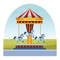 Carousel fun in the morning Royalty Free Stock Photo