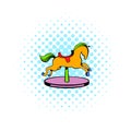 Carousel horse icon, comics style Royalty Free Stock Photo