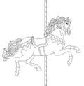 Carousel Horse, Merry go round horse, French carousel, Retro carousel, Funfair carnival. Vector illustration of carousel horse Royalty Free Stock Photo