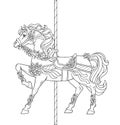 Carousel Horse, Merry go round horse, French carousel, Retro carousel, Funfair carnival. Vector illustration of carousel horse Royalty Free Stock Photo