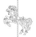 Carousel Horse, Merry go round horse, French carousel, Retro carousel, Funfair carnival. Vector illustration of carousel horse Royalty Free Stock Photo