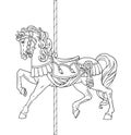 Carousel Horse, Merry go round horse, French carousel, Retro carousel, Funfair carnival. Vector illustration of carousel horse Royalty Free Stock Photo