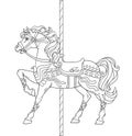 Carousel Horse, Merry go round horse, French carousel, Funfair carnival. Vector illustration of carousel horse, stars and stripes Royalty Free Stock Photo
