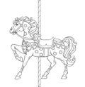 Carousel Horse, Merry go round horse, French carousel, Retro carousel, Funfair carnival. Vector illustration of carousel horse Royalty Free Stock Photo