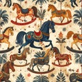Carousel Horse Pattern - Vintage Amusement Ride Royalty Free Stock Photo