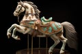 carousel horse showcasing detailed saddle and stirrups