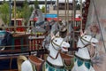 Carousel Horse with traditional paintwork with lots of gold in a