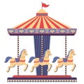 Carousel with horses in amusement park Royalty Free Stock Photo