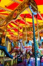 Carousel with horses on a carnival Merry Go Round Royalty Free Stock Photo