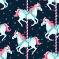 Carousel horses seamless pattern
