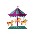 Carousel with horses vector illustration Royalty Free Stock Photo