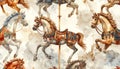 Carousel Horses Watercolor Illustration Seamless Pattern Royalty Free Stock Photo
