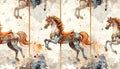 Carousel Horses Watercolor Pattern Whimsical Design Royalty Free Stock Photo