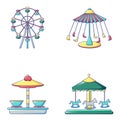 Carousel icons set, cartoon style Royalty Free Stock Photo