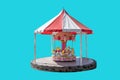 Carousel isolate on cyan background with clipping path Royalty Free Stock Photo