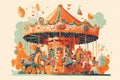 Carousel for kids, marry go round, graphic. Enjoyment. AI generative Royalty Free Stock Photo