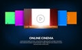 Carousel of list film for online streaming video cinema concept with red curtain stage show for film preview