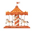 Carousel. Merry go round. Vector clipart isolated on white background Royalty Free Stock Photo