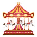 Carousel. Merry go round. Vector clipart isolated on white background Royalty Free Stock Photo