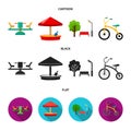 Carousel, sandbox, park, tricycle. Playground set collection icons in cartoon,black,flat style vector symbol stock Royalty Free Stock Photo