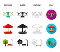 Carousel, sandbox, park, tricycle. Playground set collection icons in cartoon,black,outline,flat style vector symbol Royalty Free Stock Photo