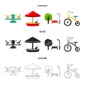 Carousel, sandbox, park, tricycle. Playground set collection icons in cartoon,black,outline style vector symbol stock Royalty Free Stock Photo